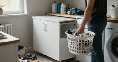 A Laundry Room Was An Eyesore Until IKEA Cabinets Gave It An Organized Redo