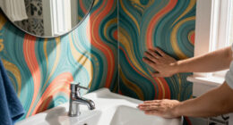 She Used "Psychedelic Wallpaper" To Make A Tiny Bathroom Feel Bigger